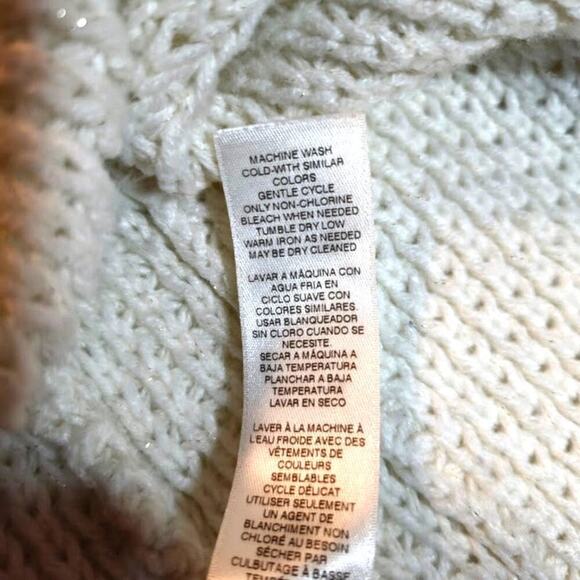 Chico's Cardigan Sweater Women Size Large Cream Pockets Lagenlook Cottagecore - Picture 10 of 11